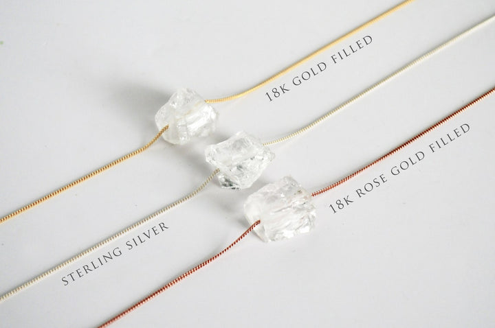 Clear Quartz Necklace, Raw Clear Quartz Stone Layering Necklace, Boho Necklace, Healing Crystal Necklace, Birthday Gift