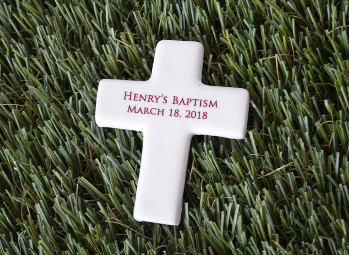 Baptism Favors - Set of 10 - Christening Favor, First Communion Favor, Blessing Favor or Confirmation Favor - Personalized Cross Magnet