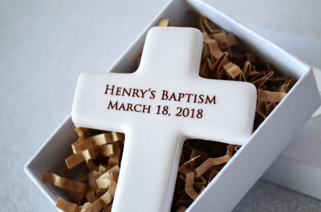 Baptism Favors - Set of 10 - Christening Favor, First Communion Favor, Blessing Favor or Confirmation Favor - Personalized Cross Magnet