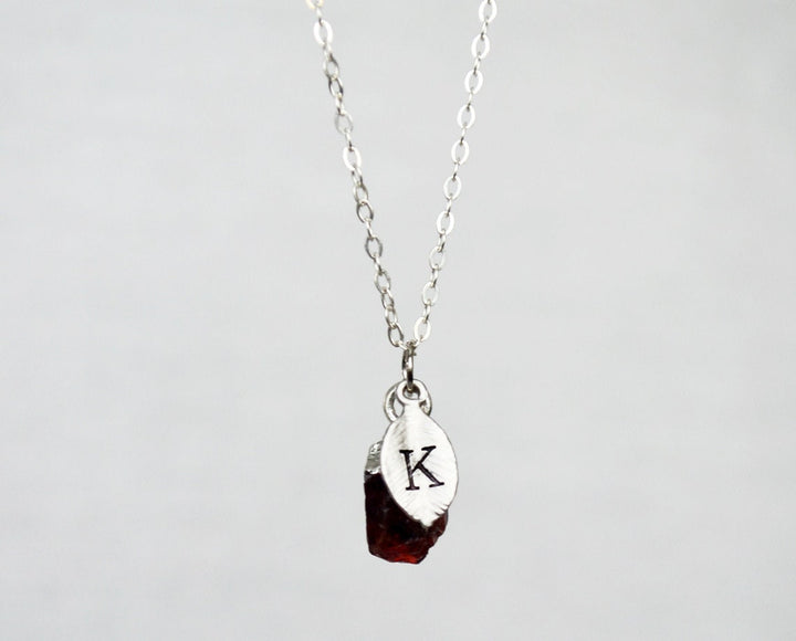 Dainty Garnet Birthstone Necklace, January Raw Birthstone Necklace, Bridesmaid Gift, Boho Necklace, Layering Necklace.Gift for Mom