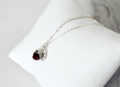 Dainty Garnet Birthstone Necklace, January Raw Birthstone Necklace, Bridesmaid Gift, Boho Necklace, Layering Necklace.Gift for Mom