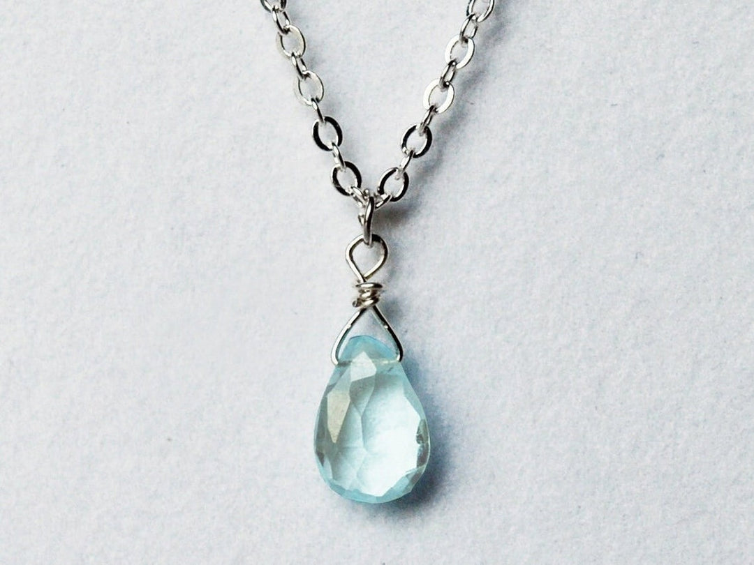 Dainty Genuine Aquamarine Necklace, March Birthstone Necklace, Semi Precious Aquamarine, March Birthday Gift, Gift for Her, Bridesmaid Gift