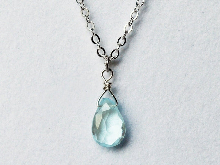 Dainty Genuine Aquamarine Necklace, March Birthstone Necklace, Semi Precious Aquamarine, March Birthday Gift, Gift for Her, Bridesmaid Gift