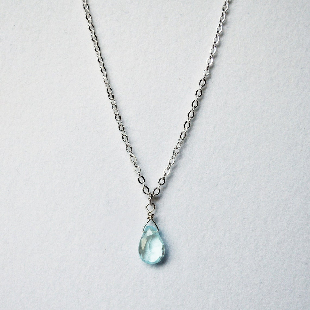 Dainty Genuine Aquamarine Necklace, March Birthstone Necklace, Semi Precious Aquamarine, March Birthday Gift, Gift for Her, Bridesmaid Gift