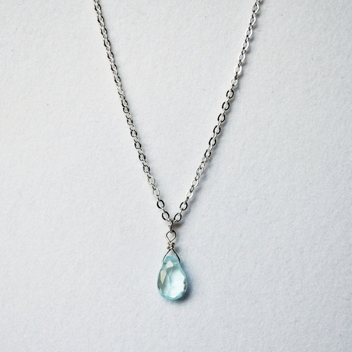 Dainty Genuine Aquamarine Necklace, March Birthstone Necklace, Semi Precious Aquamarine, March Birthday Gift, Gift for Her, Bridesmaid Gift