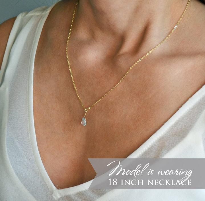 Dainty Genuine Aquamarine Necklace, March Birthstone Necklace, Semi Precious Aquamarine, March Birthday Gift, Gift for Her, Bridesmaid Gift
