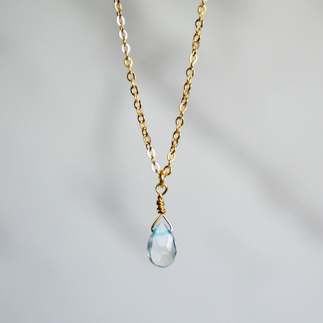 Dainty Genuine Aquamarine Necklace, March Birthstone Necklace, Semi Precious Aquamarine, March Birthday Gift, Gift for Her, Bridesmaid Gift