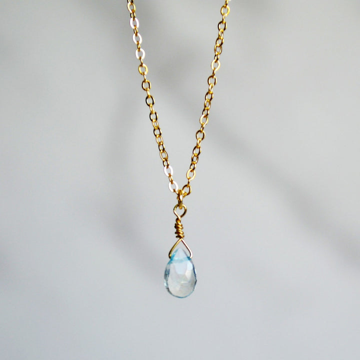 Dainty Genuine Aquamarine Necklace, March Birthstone Necklace, Semi Precious Aquamarine, March Birthday Gift, Gift for Her, Bridesmaid Gift