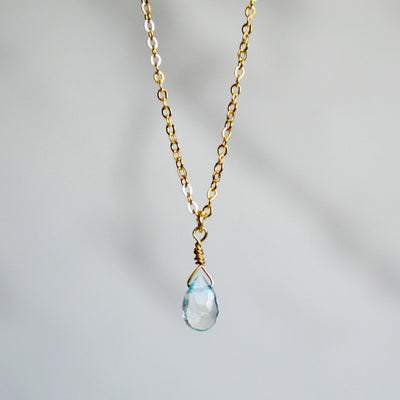 Dainty Genuine Aquamarine Necklace, March Birthstone Necklace, Semi Precious Aquamarine, March Birthday Gift, Gift for Her, Bridesmaid Gift