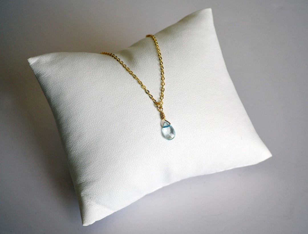 Dainty Genuine Aquamarine Necklace, March Birthstone Necklace, Semi Precious Aquamarine, March Birthday Gift, Gift for Her, Bridesmaid Gift