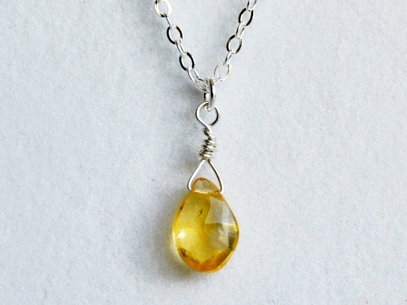 Dainty Genuine Citrine Necklace, November Birthstone Necklace, Semi Precious Citrine, November Birthday Gift, Gift for Her, Bridesmaid Gift