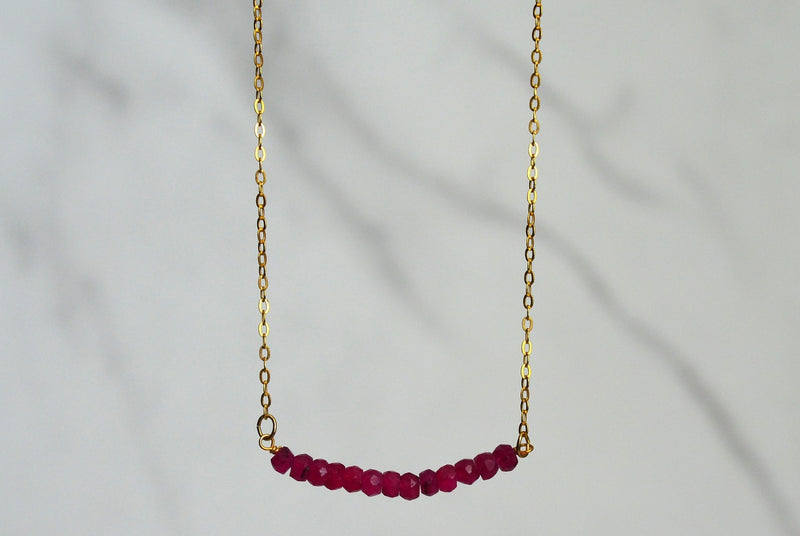 Tiny July Birthstone Necklace / Genuine Faceted Pink Ruby / Sterling Silver  / 14k Yellow Gold Filled / 14k Rose Gold Filled