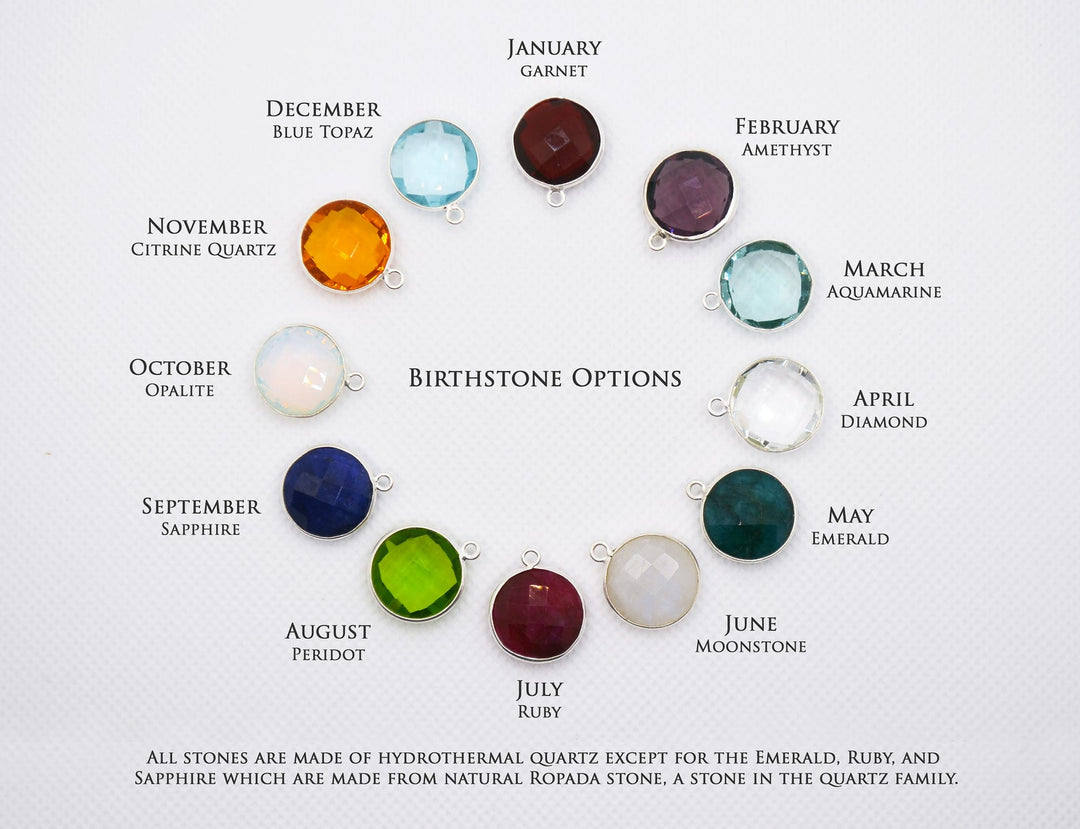 December Birthstone Necklace, Blue Topaz Necklace, 18K Gold or Sterling Silver, Wife Gift, Personalized Round Necklace, Bridesmaid, Mom Gift