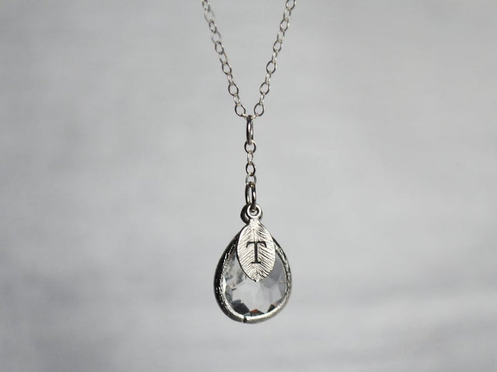 Diamond Necklace, April Birthstone Necklace, Bridesmaid Gift, Mom Birthstone Necklace, Initial Necklace, Mom Gift, Grandma Necklace