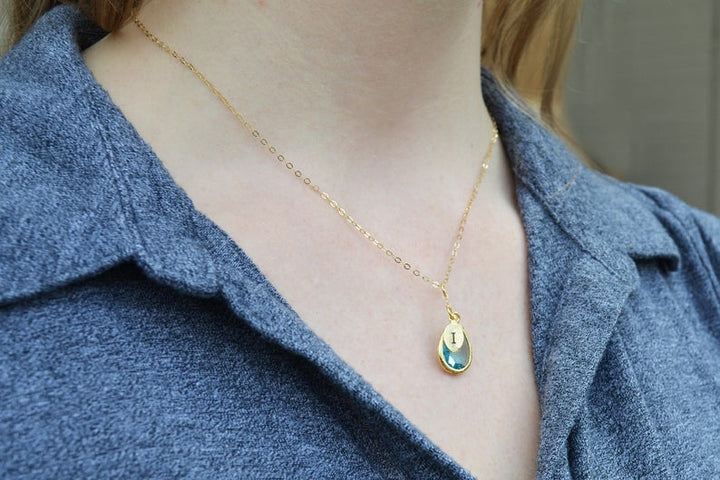 Diamond Necklace, April Birthstone Necklace, Bridesmaid Gift, Mom Birthstone Necklace, Initial Necklace, Mom Gift, Grandma Necklace