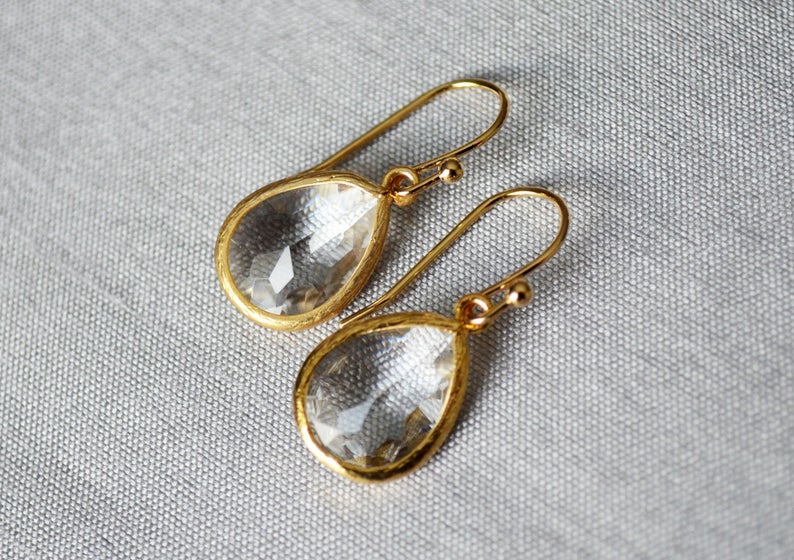 Diamond earrings, April Birthstone Gift, April Birthstone earrings, Bridesmaid earrings, April Birthday Gift for Her, Tear Drop Earrings