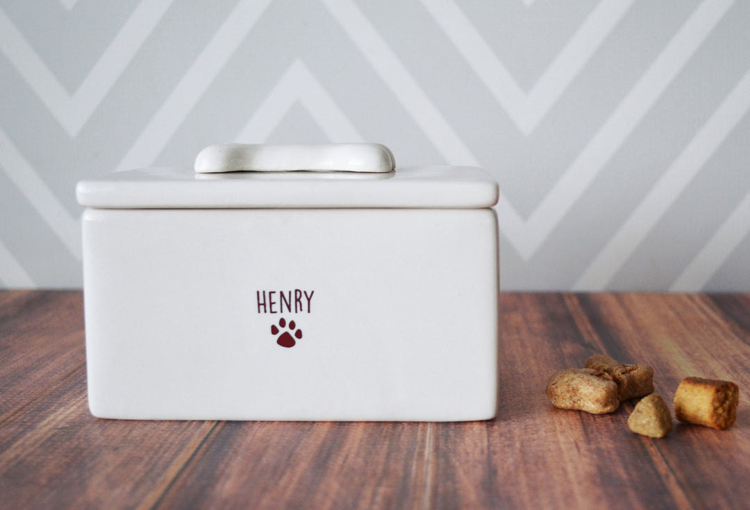 Dog Treat Jar Dog Treat Container Personalized Dog Jar Pet Gift Dog Gift Puppy Gift Dog Lover Gift Rectangular Dog Treat Box
