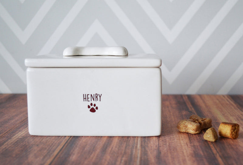Dog Treat Jar, Dog Treat Container, Personalized Dog Jar, Pet Gift, Dog Gift, Puppy Gift, Dog Lover Gift - Rectangular Dog Treat Box