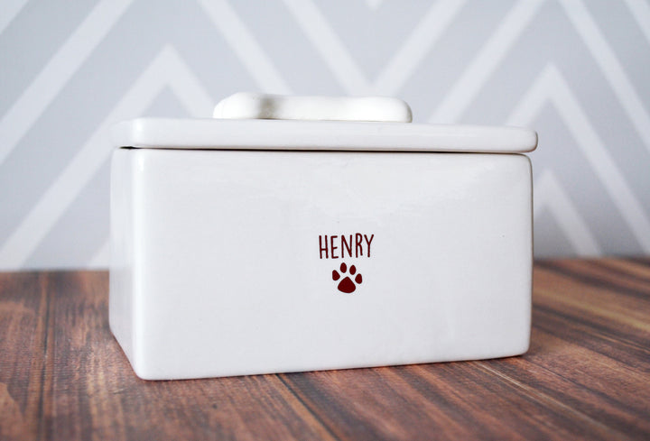Dog Treat Jar, Dog Treat Container, Personalized Dog Jar, Pet Gift, Dog Gift, Puppy Gift, Dog Lover Gift - Rectangular Dog Treat Box