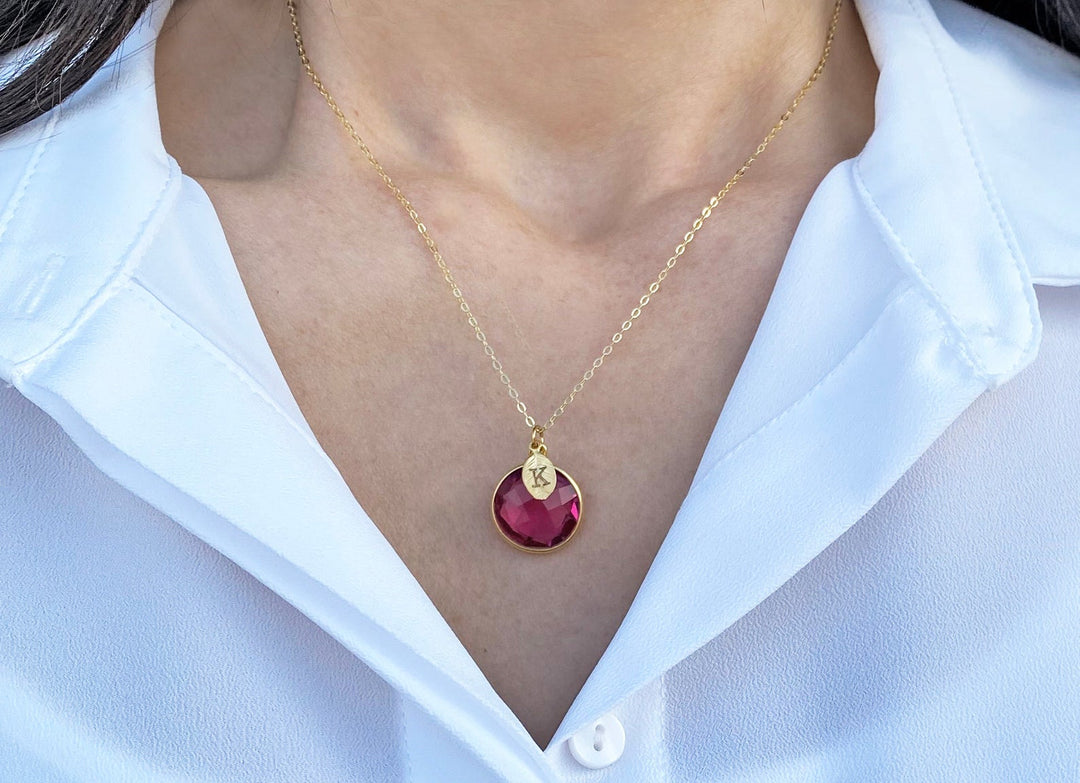 Emerald Necklace, May Birthstone Necklace, 18K Gold or Sterling Silver, Gift for Wife, Personalized Round Necklace, Bridesmaid, Mom Gift