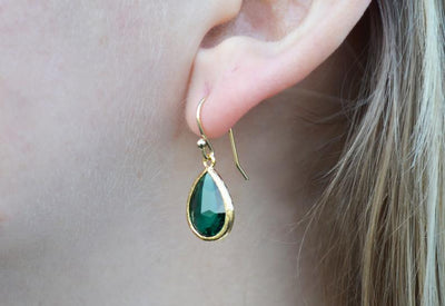 Emerald earrings, May Birthstone Gift, May Birthstone earrings, Green Tear Drop Earrings