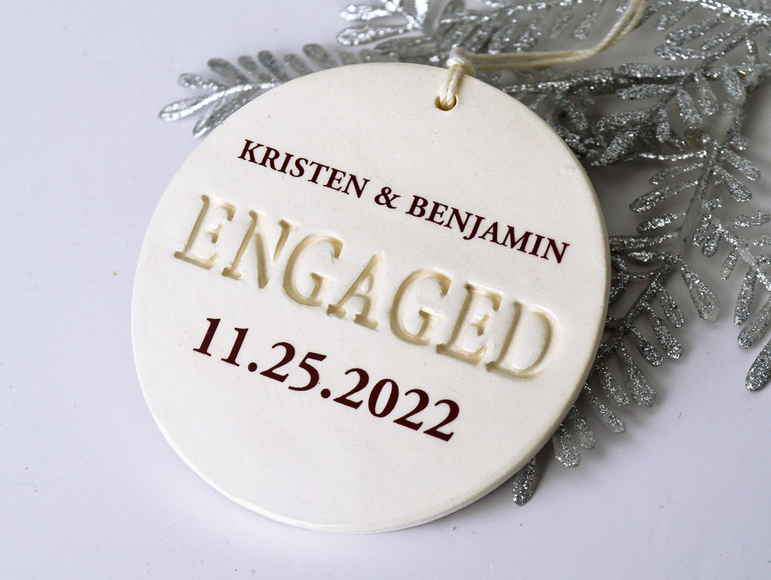 Engagement Ornament - Personalized With Names and Date - Engagement Gift or Christmas Gift, Custom Christmas Engaged Ornament