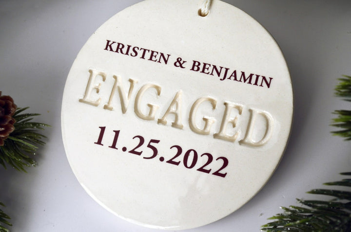 Engagement Ornament - Personalized With Names and Date - Engagement Gift or Christmas Gift, Custom Christmas Engaged Ornament