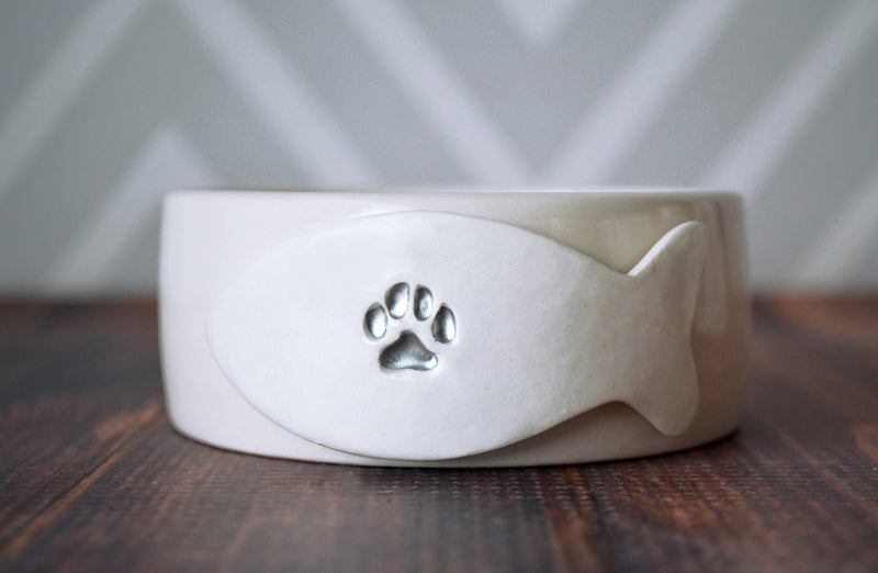 Extra Small Cat Bowl, Kitten Bowl, Personalized Cat Bowl - With Name or Paw Print - Ceramic