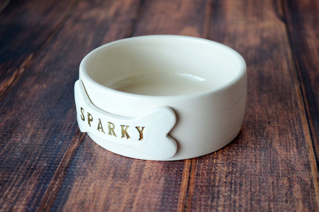 Extra Small Dog Bowl (3 ¾" dia.), Puppy Bowl, Personalized Dog Dish w/ Name or Paw Print - Ceramic