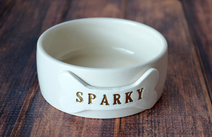Extra Small Dog Bowl (3 ¾" dia.), Puppy Bowl, Personalized Dog Dish w/ Name or Paw Print - Ceramic