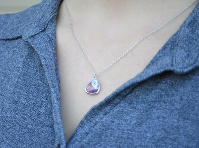 February Birthstone Necklace, Lilac Stone Necklace, Aquarius Necklace, Custom Initial Necklace