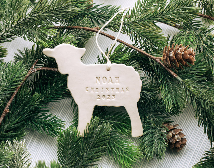 Lamb Christmas Ornament, Personalized Baby's First Christmas 2024