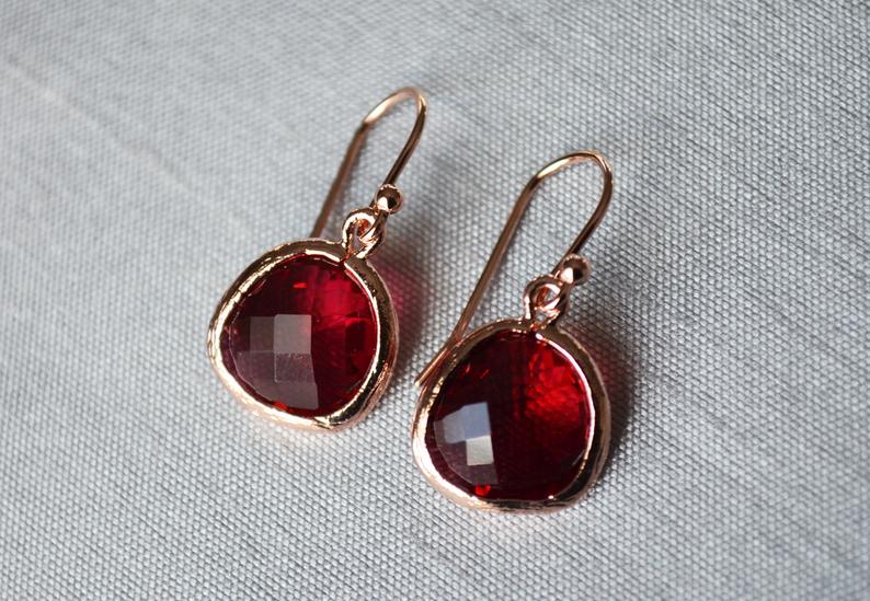 Garnet Earrings, January Birthstone Gift, January Birthstone earrings, Bridesmaid earrings, January Birthday Gift for Her, Garnet Jewelry