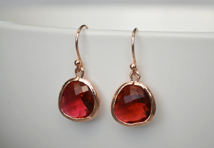 Garnet Earrings, January Birthstone Gift, January Birthstone earrings, Bridesmaid earrings, January Birthday Gift for Her, Garnet Jewelry