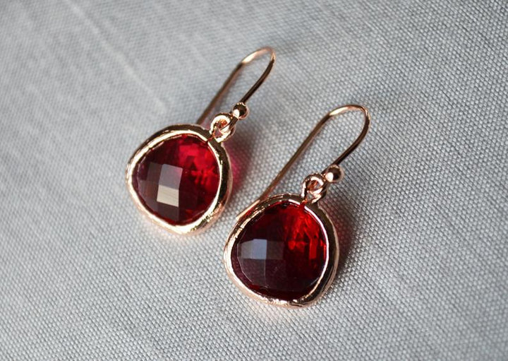 Garnet Earrings, January Birthstone Gift, January Birthstone earrings, Bridesmaid earrings, January Birthday Gift for Her, Garnet Jewelry