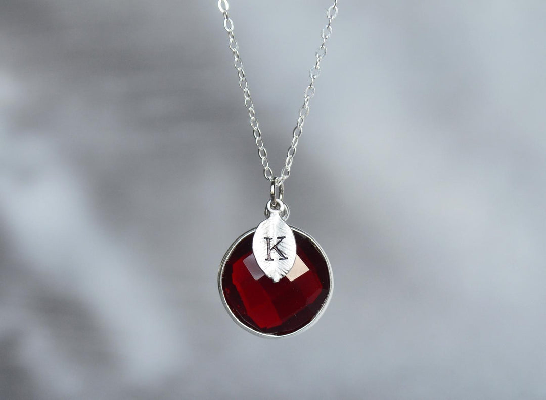 Garnet Necklace January Birthstone Necklace Sterling Silver or 18K G Susabella