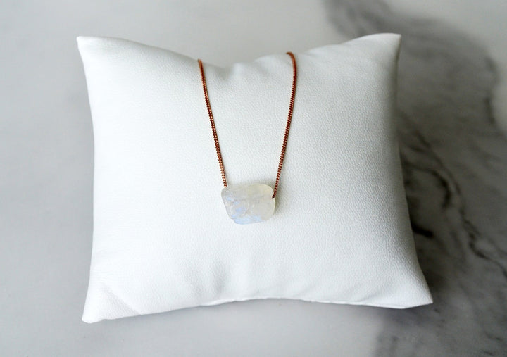 Genuine Moonstone Necklace, June Birthstone Necklace, Raw Moonstone Jewelry, Layering Necklace, Boho Necklace, Healing Crystals