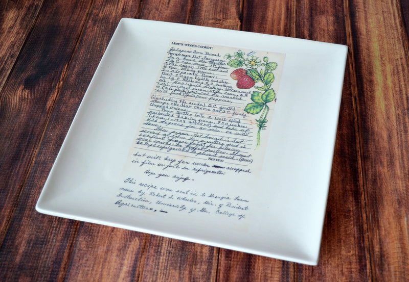Large Personalized Square Plate with Family Recipe - 10x10