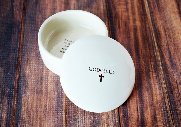 Godchild Gift, Goddaughter Gift, Godson Gift, Gift for Godchild - READY TO SHIP - Round Keepsake Box