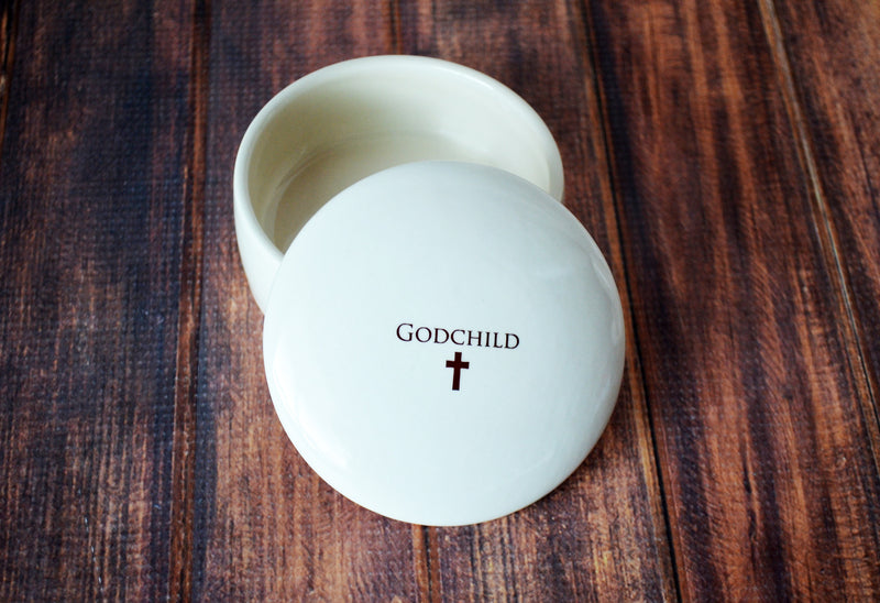 Godchild Gift, Goddaughter Gift, Godson Gift, Gift for Godchild - READY TO SHIP - Round Keepsake Box