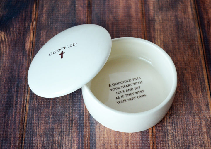 Godchild Gift, Goddaughter Gift, Godson Gift, Gift for Godchild - READY TO SHIP - Round Keepsake Box