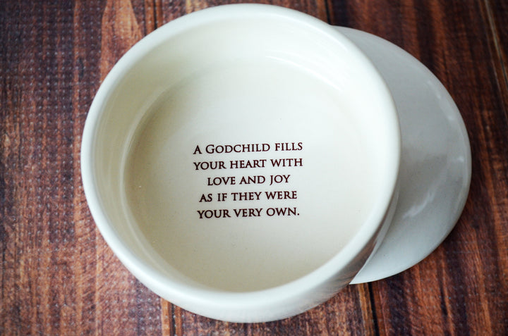 Godchild Gift, Goddaughter Gift, Godson Gift, Gift for Godchild - READY TO SHIP - Round Keepsake Box