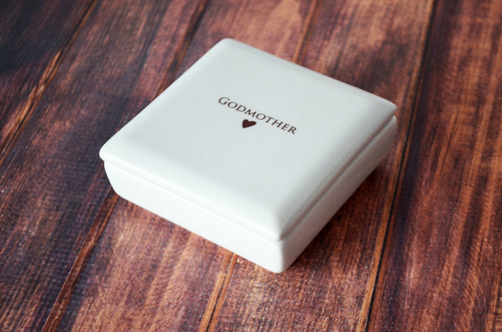 Godmother Gift, Godmother Gift Idea, Godparent gift, Godparent Gift for Baptism, Godparent Gift Idea - READY TO SHIP - Square Keepsake Box