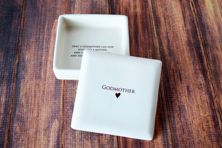 Godmother Gift, Godmother Gift Idea, Godparent gift, Godparent Gift for Baptism, Godparent Gift Idea - READY TO SHIP - Square Keepsake Box