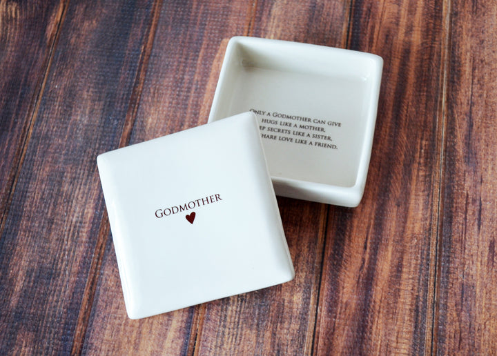Godmother Gift, Godmother Gift Idea, Godparent gift, Godparent Gift for Baptism, Godparent Gift Idea - READY TO SHIP - Square Keepsake Box