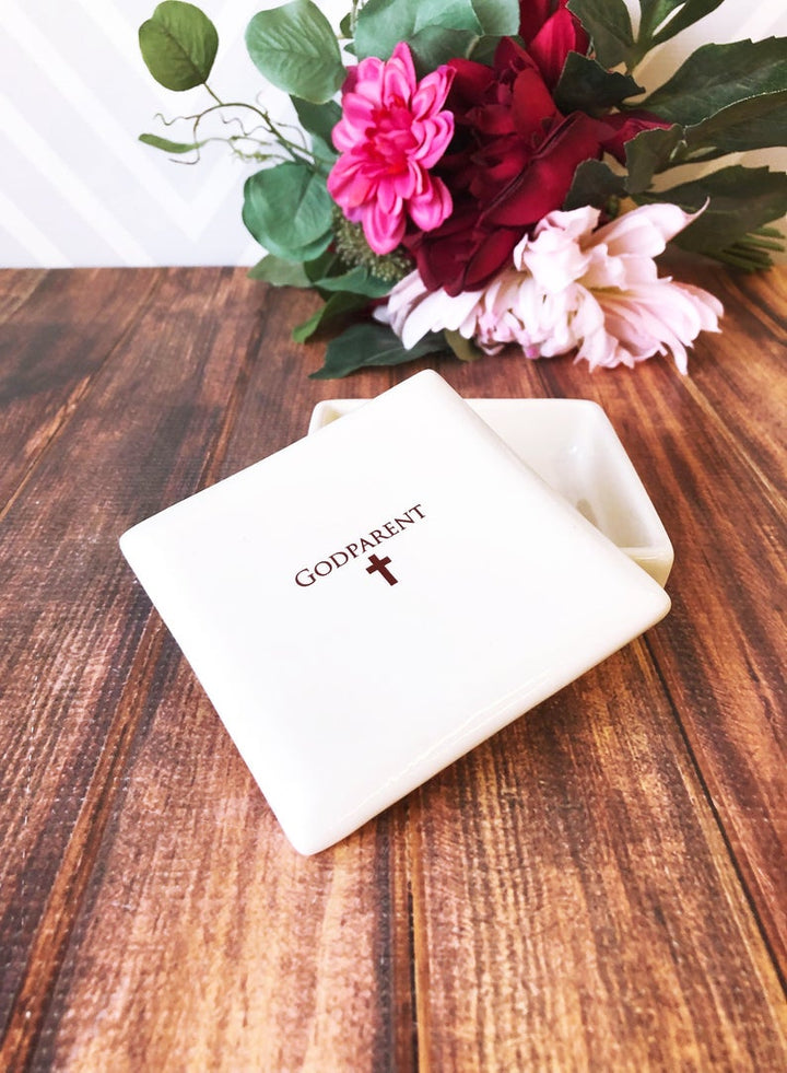 Godparent Gift for Baptism, Godparent Present, Godparent Gift Idea, Godmother Gift , Godmother Present, Godparent gift - Square Keepsake Box