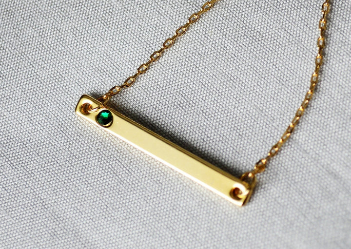 Gold Birthstone Bar Necklace, Mom Gift, Bridesmaid Gift, Personalized Necklace, Friend Gift, Necklace with Birthstone, Birthstone Necklace