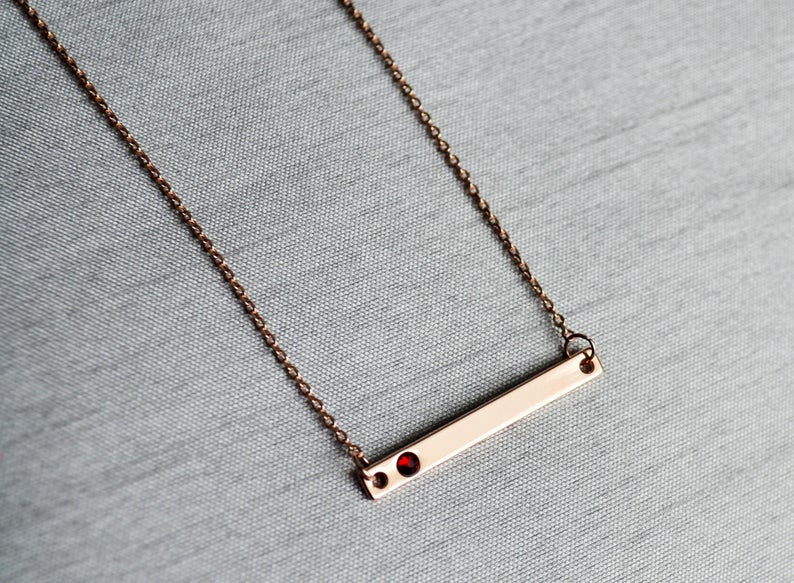 Gold Birthstone Bar Necklace, Mom Gift, Bridesmaid Gift, Personalized Necklace, Friend Gift, Necklace with Birthstone, Birthstone Necklace