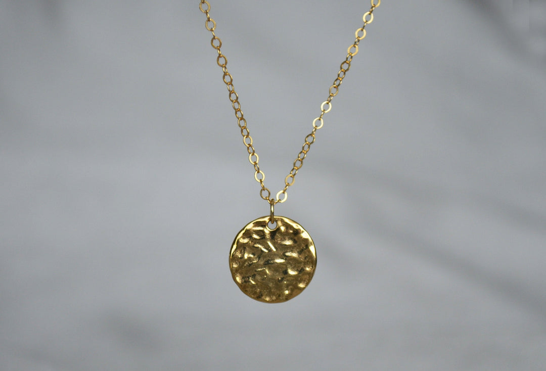Hammered Circle Gold Pendant Necklace, Layering Necklace, Graduation Gift, Bridesmaid Gift, Friend Gift, Mom Gift, Gift for Her
