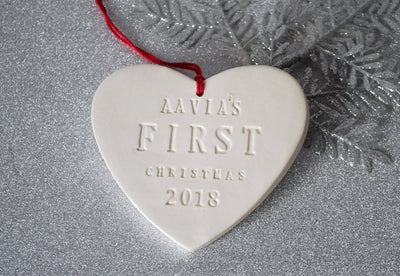 Heart Shaped Personalized Baby's First Christmas Ornament